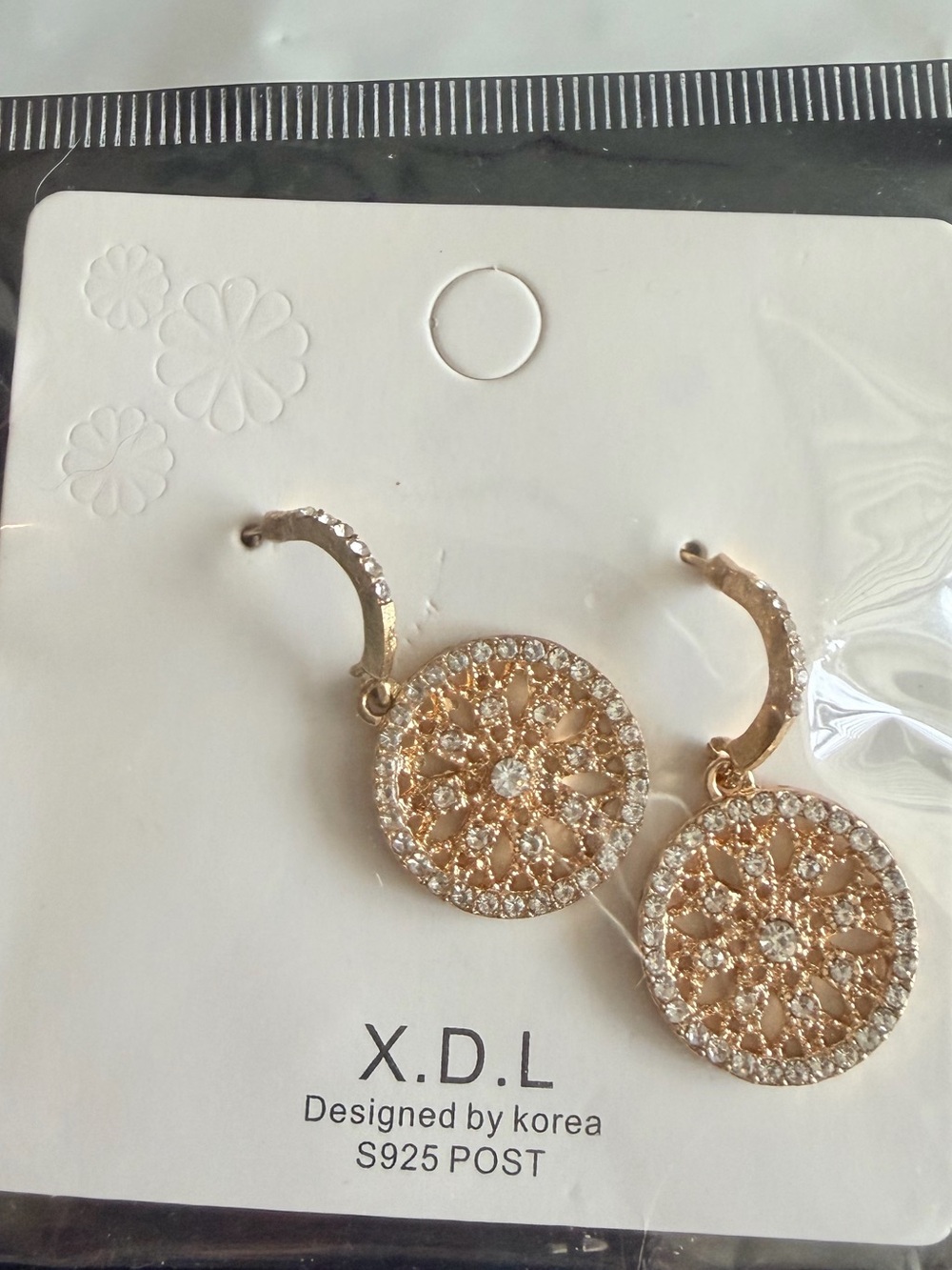 Gold-Tone Crystal Medallion Drop Earrings
